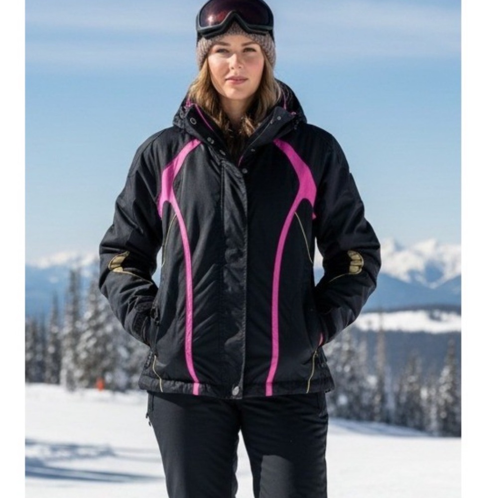 OBERMEYER RIDGELINE WINTER SKI JACKET BLACK PINK GREEN LADIES SZ 8